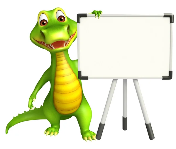 Aligator personaje de dibujos animados con pizarra blanca — Foto de Stock