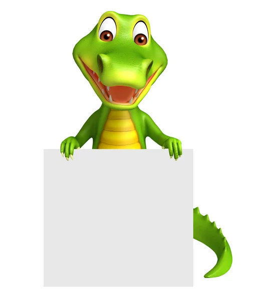 Aligator cartoon character with white board — Stock Photo, Image