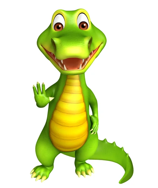 Niedlichen Aligator Cartoon-Figur mit mörderischen Anschlag — Stockfoto