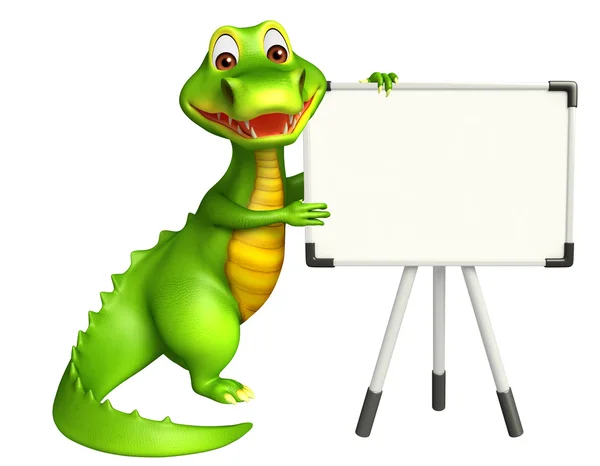 Aligator personaje de dibujos animados con pizarra blanca — Foto de Stock