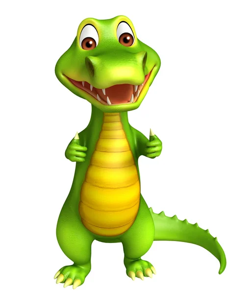 Lindo Aligator personaje de dibujos animados con assining thums hasta — Foto de Stock