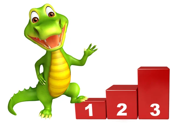 cute Aligator cartoon character with level