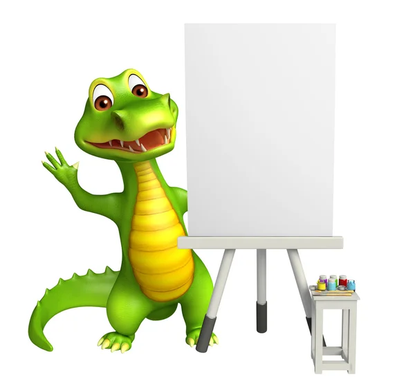 Aligator personaje de dibujos animados con pizarra blanca — Foto de Stock