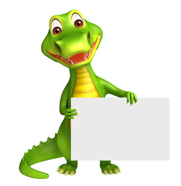 Aligator cartoon figur mit weißer tafel — Stockfoto