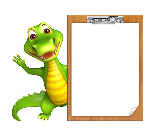 Милый персонаж мультфильма Алигатор с экзаменационной площадкой — стоковое фото