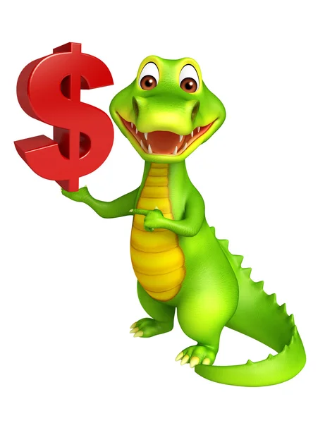 cute Aligator cartoon character with doller sign