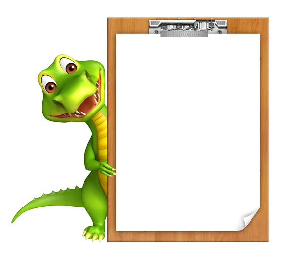 Милый персонаж мультфильма Алигатор с экзаменационной площадкой — стоковое фото