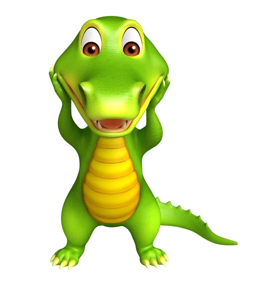 Niedlichen lustigen aligator cartoon figur — Stockfoto