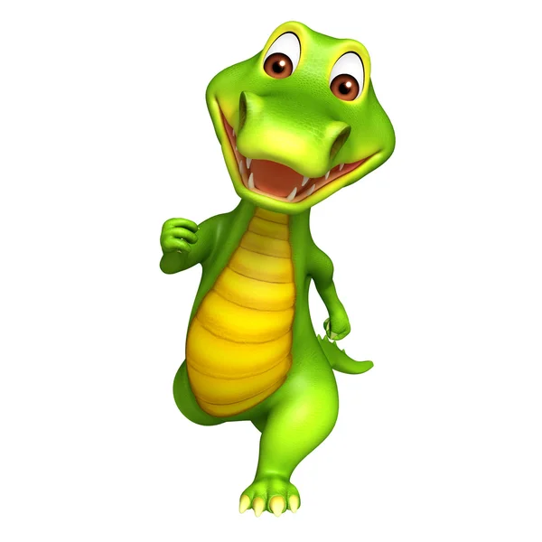 Милый персонаж мультфильма Алигатор с бегом — стоковое фото