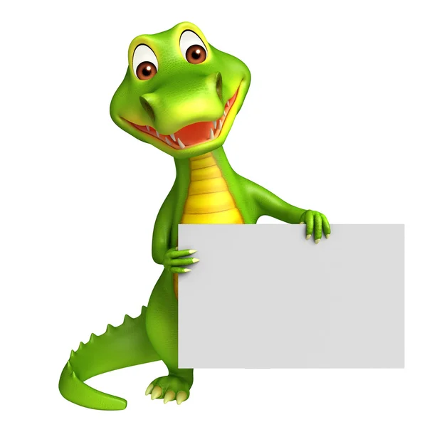 Aligator personaje de dibujos animados con pizarra blanca — Foto de Stock