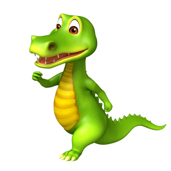 Lindo personaje de dibujos animados Aligator con funcionamiento — Foto de Stock