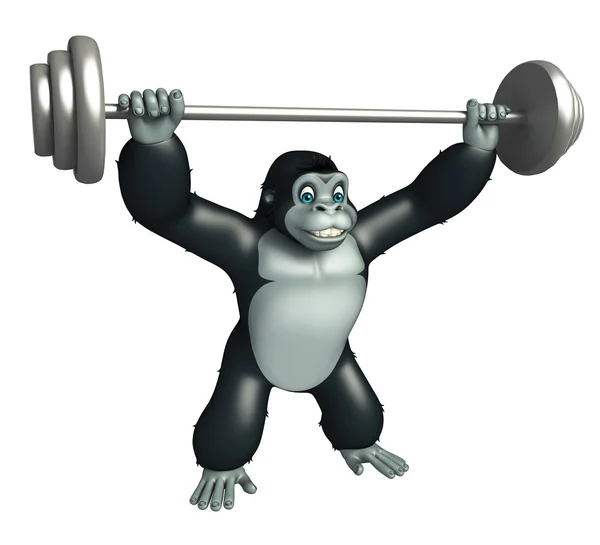 Cute Gorilla cartoon character with Gim equipment — Stock Photo, Image