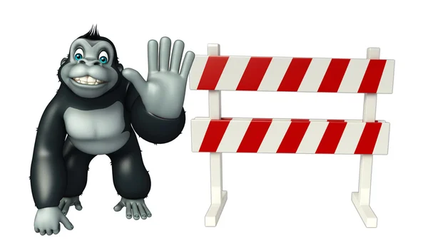 Zabawy goryl postać z kreskówki z baracade — Zdjęcie stockowe