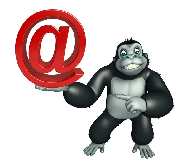 Cute goryl postać z kreskówki z znak stopy — Zdjęcie stockowe