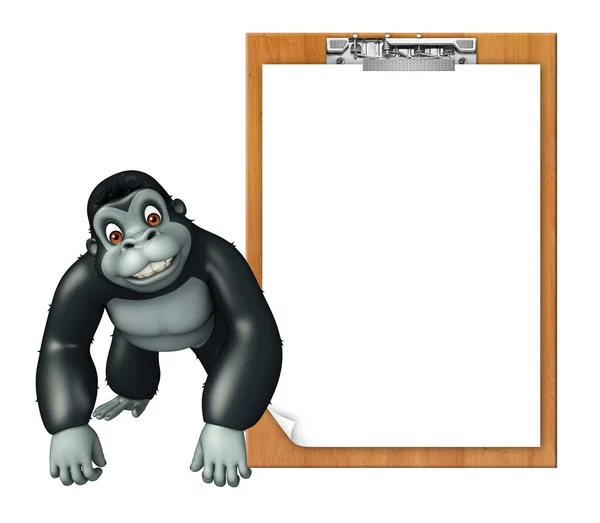 Ładny postać z kreskówki goryl z egzaminu pad — Zdjęcie stockowe