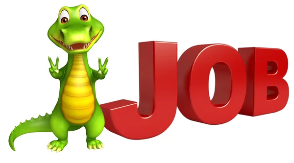 Niedliche aligator cartoon figur mit job sign Stockbild