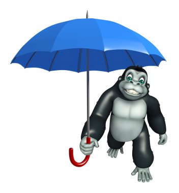 şemsiye ile şirin goril çizgi film karakteri