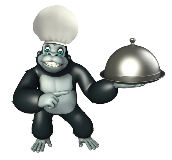 Postać z kreskówki goryl z kapelusz kucharz — Zdjęcie stockowe