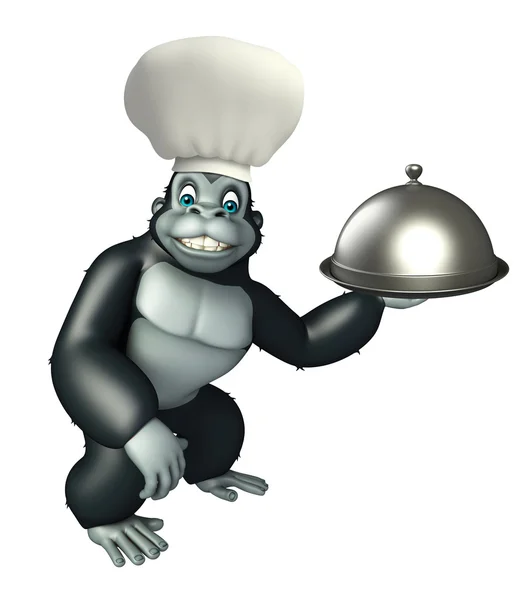 Gorilla cartoon character  with chef hat — Stock Photo, Image