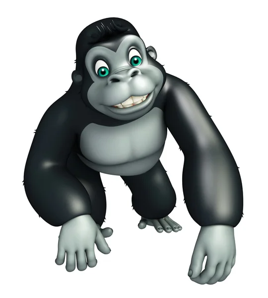 Gorrilla bonito engraçado personagem de desenho animado — Fotografia de Stock