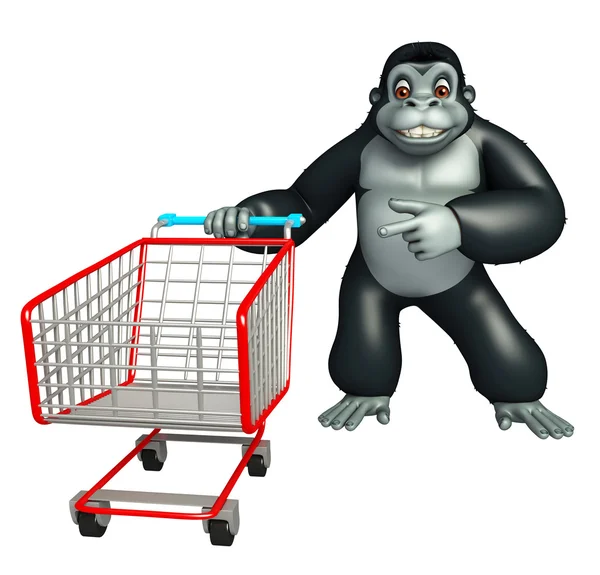 Söta Gorilla seriefiguren med trolly — Stockfoto