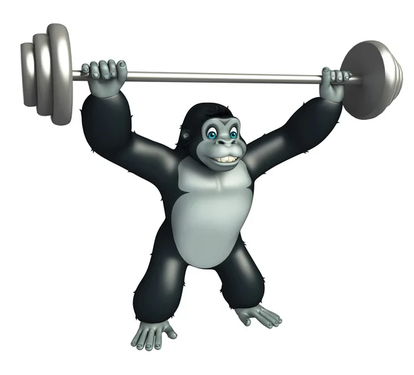 Lindo personaje de dibujos animados gorila con equipo Gim —  Fotos de Stock