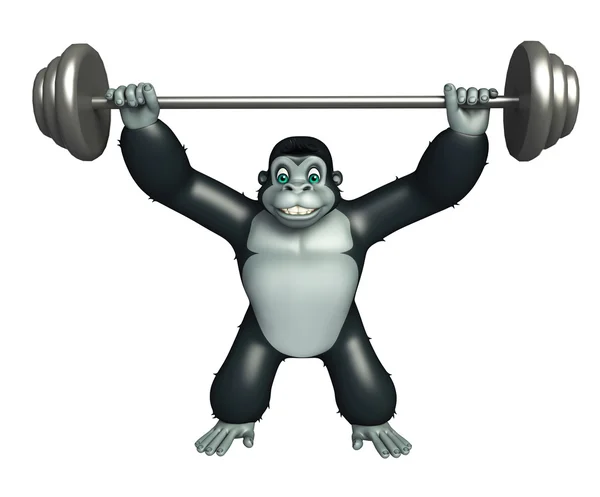 Lindo personaje de dibujos animados gorila con equipo Gim — Foto de Stock