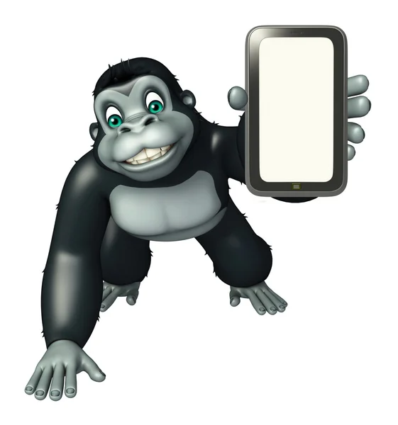 Söta Gorilla seriefiguren med mobil — Stockfoto
