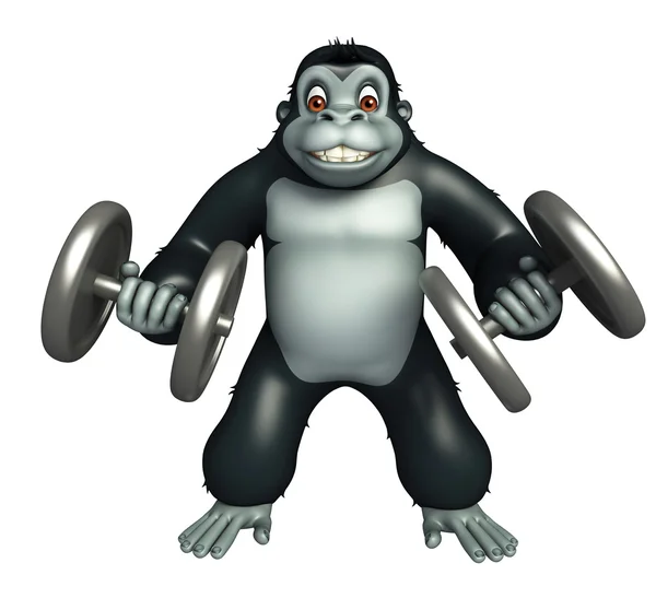 Niedlichen Gorilla-Cartoon-Figur mit Gim-Ausrüstung — Stockfoto