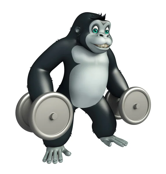 Lindo personaje de dibujos animados gorila con equipo Gim — Foto de Stock