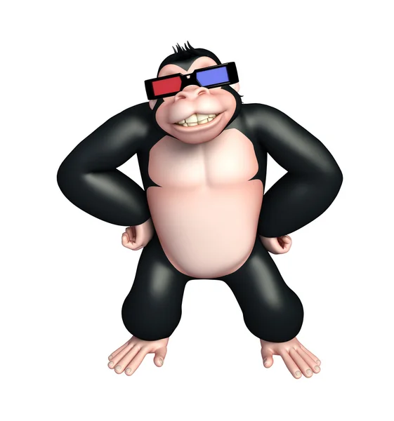 Bonito personagem de desenho animado Gorilla com 3D global — Fotografia de Stock