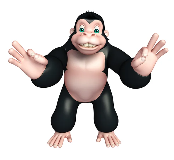 Cute Gorilla cartoon character with assignign best — Stock Photo, Image