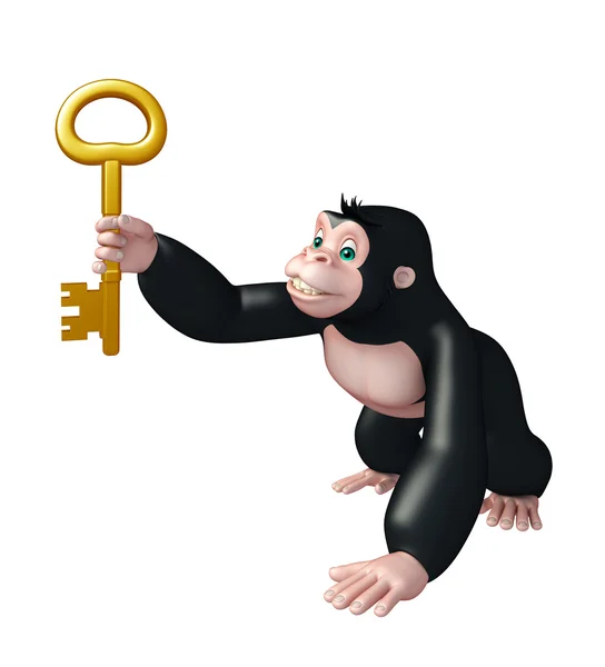 Cute goryl kreskówka z kluczem — Zdjęcie stockowe