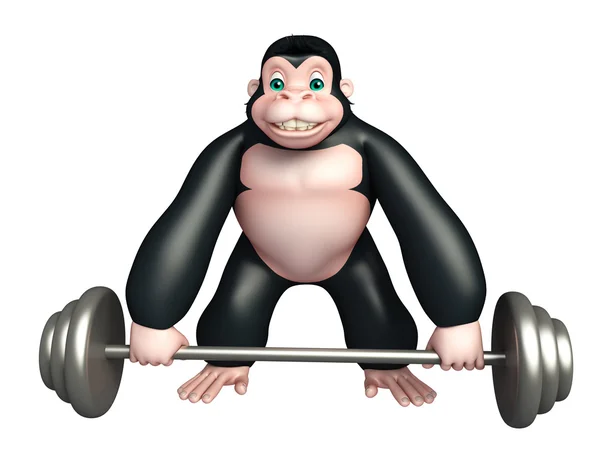 Niedlichen Gorilla-Cartoon-Figur mit Gim-Ausrüstung — Stockfoto