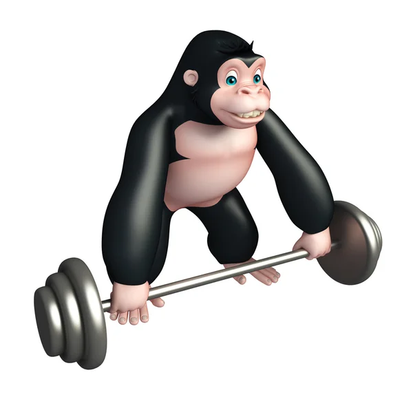 Niedlichen Gorilla-Cartoon-Figur mit Gim-Ausrüstung — Stockfoto