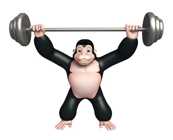 Niedlichen Gorilla-Cartoon-Figur mit Gim-Ausrüstung — Stockfoto