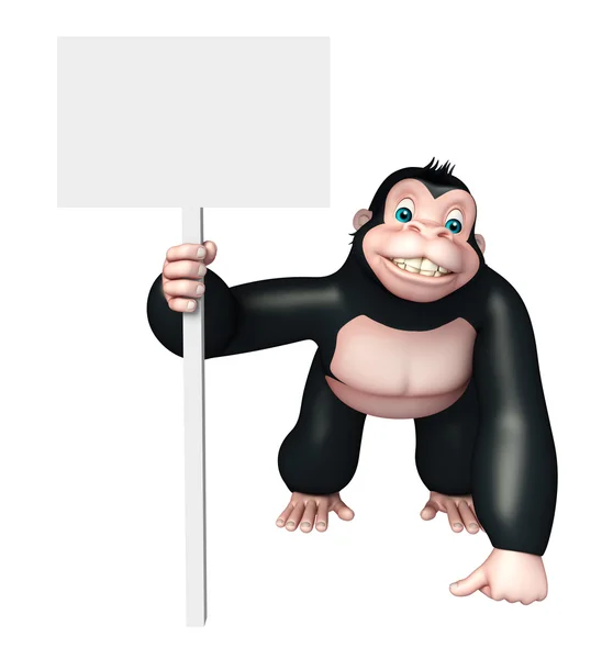 Leuke Gorilla stripfiguur met white-board — Stockfoto