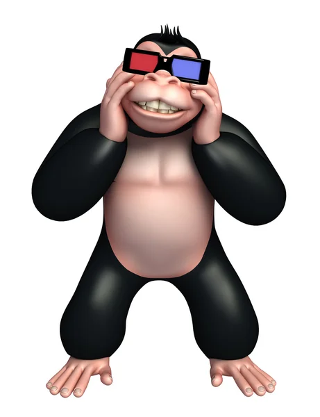 Personnage de dessin animé Gorilla mignon avec 3D global — Photo