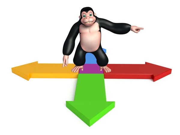 Милый персонаж из мультфильма Горилла со стрелкой — стоковое фото