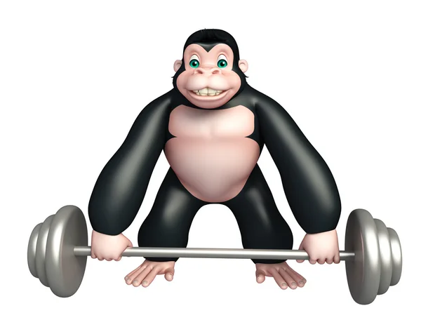 Niedlichen Gorilla-Cartoon-Figur mit Gim-Ausrüstung — Stockfoto