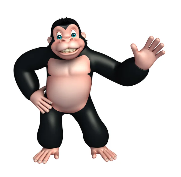 Lindo gorila divertido personaje de dibujos animados —  Fotos de Stock