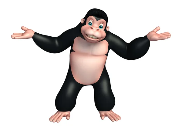 Lindo gorila divertido personaje de dibujos animados —  Fotos de Stock