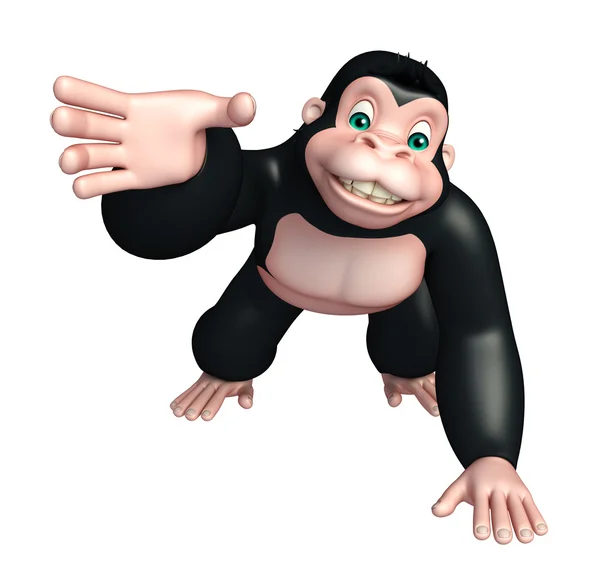 Gorila bonito engraçado personagem de desenho animado — Fotografia de Stock