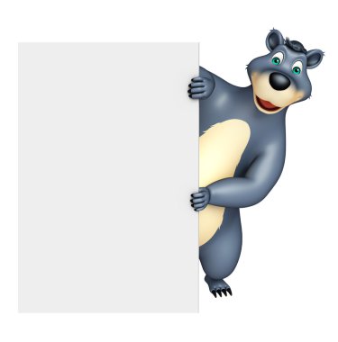 sevimli ayı beyaz tahta ile karakter karikatür