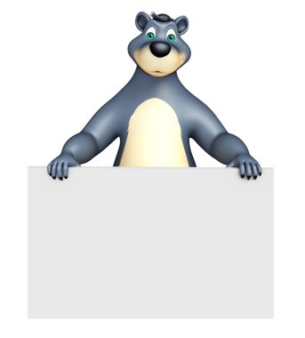 sevimli ayı beyaz tahta ile karakter karikatür