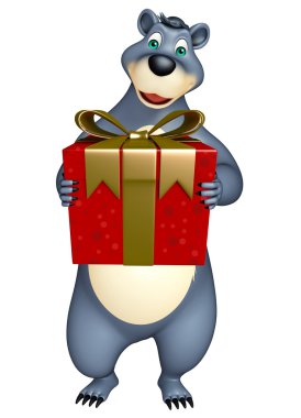 sevimli ayı hediye kutusu ile karakter karikatür