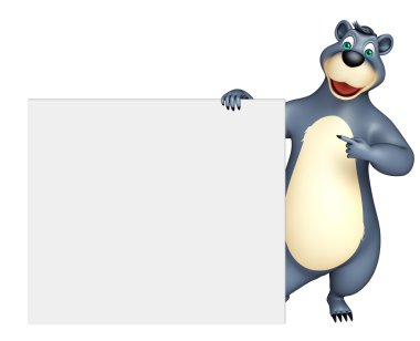 sevimli ayı beyaz tahta ile karakter karikatür