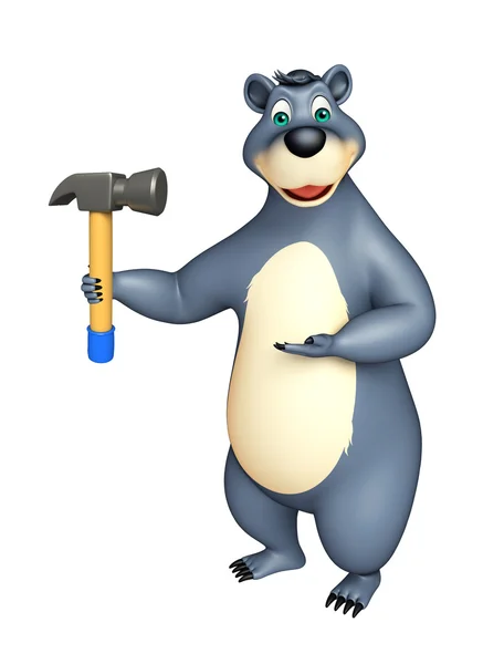 Niedlichen Bären Cartoon-Figur mit Hammer — Stockfoto