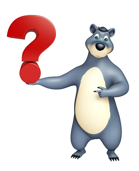 Χαριτωμένο αρκουδάκι κινούμενα σχέδια χαρακτήρα με το σύμβολο του ερωτηματικού — Φωτογραφία Αρχείου