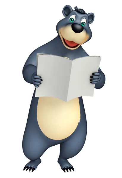 Divertido Urso personagem de desenho animado com papel de notícia — Fotografia de Stock